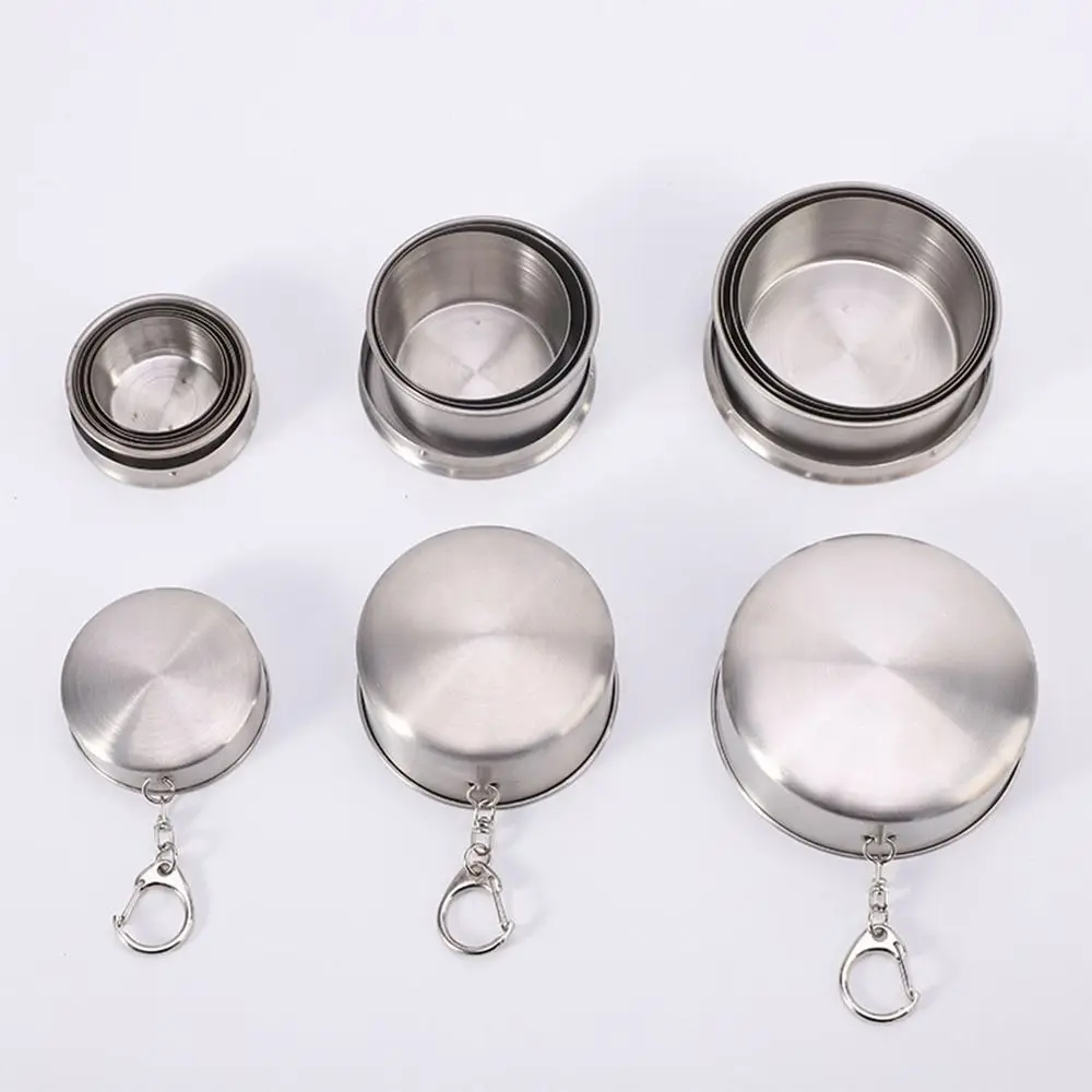 Outdoor With Keychain Stainless Steel Coffee Handcup Folding Collapsible Cup Telescopic Mug