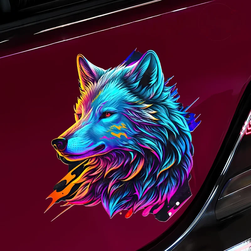 

1 шт., красочные наклейки для мотоцикла с головой волка, водонепроницаемые для мотоцикла, скутера, коробка для шлема, окна автомобиля, универсальные виниловые наклейки