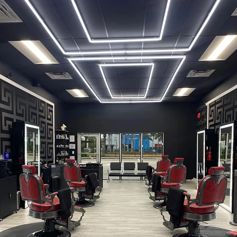 Hexagonal LED Ceiling Light Garage 110-265V 6500K Car Detailing Light for Car Workshop, Barber Shop, Supermarket Lighting