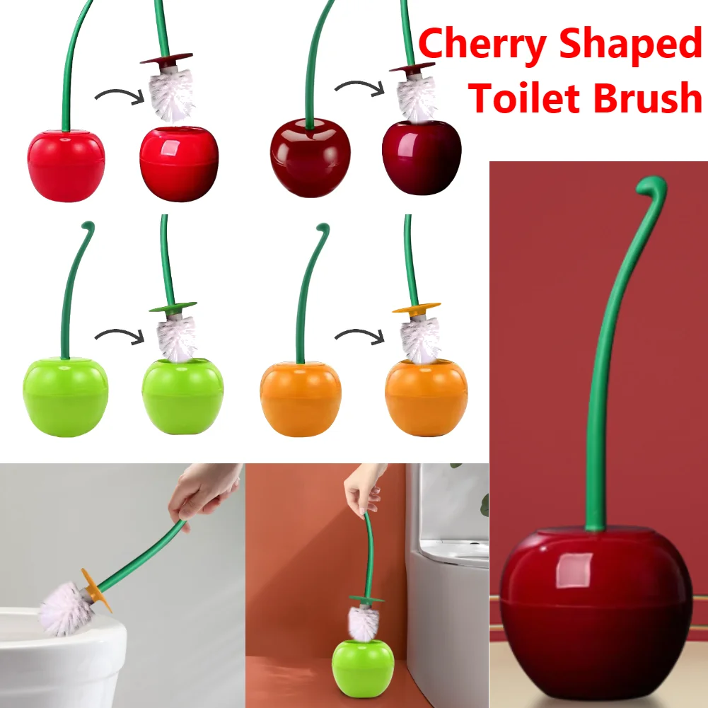

4-стильная щетка для чистки ванной комнаты в форме вишни, щетка для чистки унитаза с длинной ручкой и держателем для удаления пятен, аксессуары для ванной комнаты
