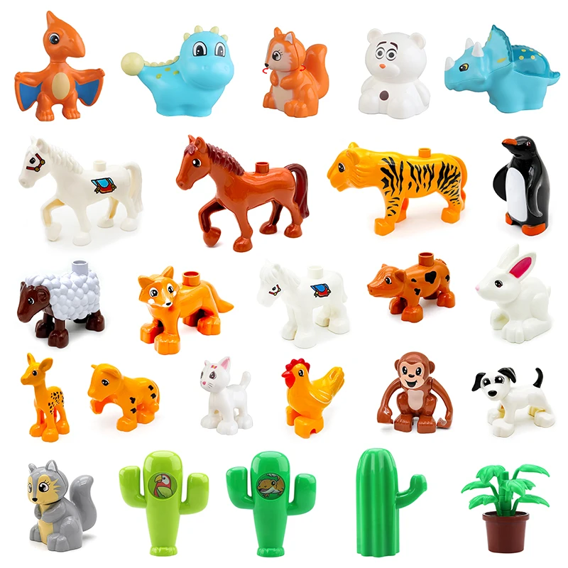 Duże Klocki Konstrukcyjne dla Maluchów Dzikie Zwierzęta Układanka Kompatybilne Wielokształtne Klocki Edukacyjne Dzieci Dziecko Prezent Zabawki