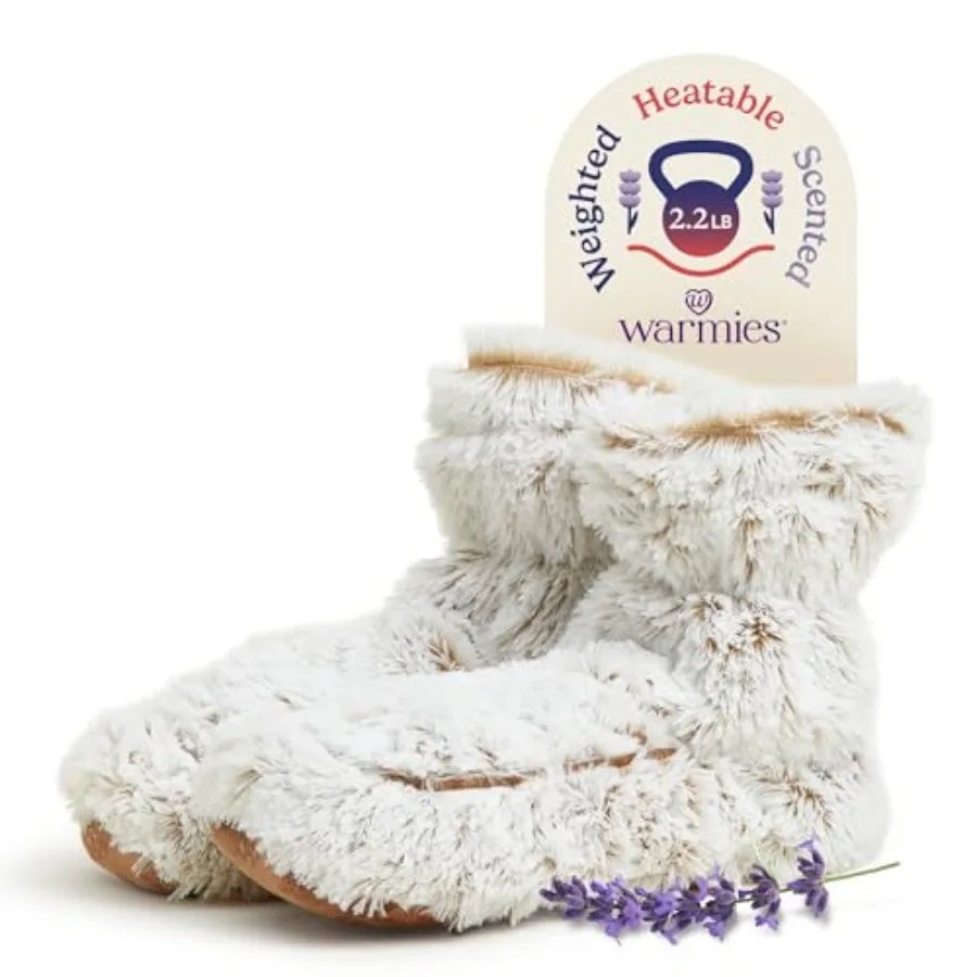 

Теплые тапочки-сапожки Warmies для женщин, пригодные для использования в микроволновой печи - размеры женской обуви 6-10 - удобные, мягкие и пушистые домашние тапочки-сапожки.
