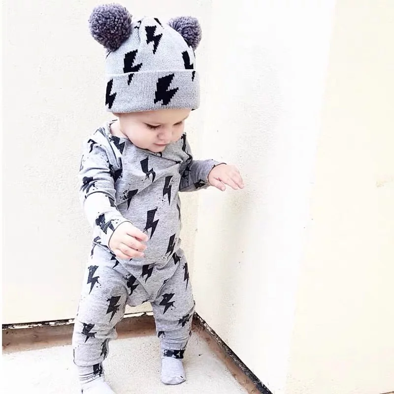 baby boy girl rompers Long sleeve Cotton baby boy clothes Lightning print Fashion infant clothing jumpsuit autumn