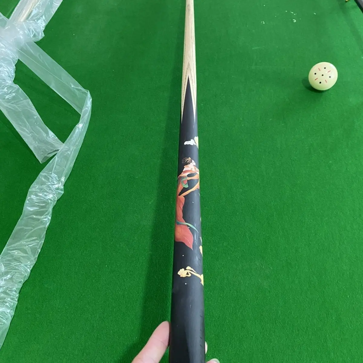 Pro Billiard Snooker Pool Cue Ash Wood Shaft Chinese Flying Apsaras Print Black Grip Billiard Stick For Indoor Billiard Sports