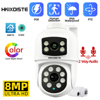 4K 8MP PTZ IP Camera with Dual Lens Dual Screen Outdoor Color Night Vision Human Detection POE Onvif ICSEE Surveillance Camera