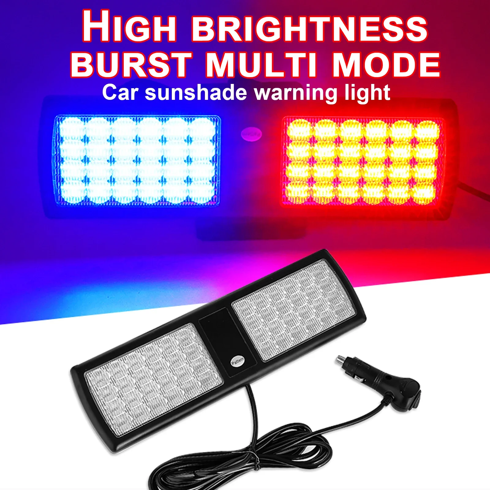 

12v24v Universal LED Car Truck Strobe Panel Light Visor Emergency Beacon Flash Modes Hazard Police Warning Lightbar Parking Bulb