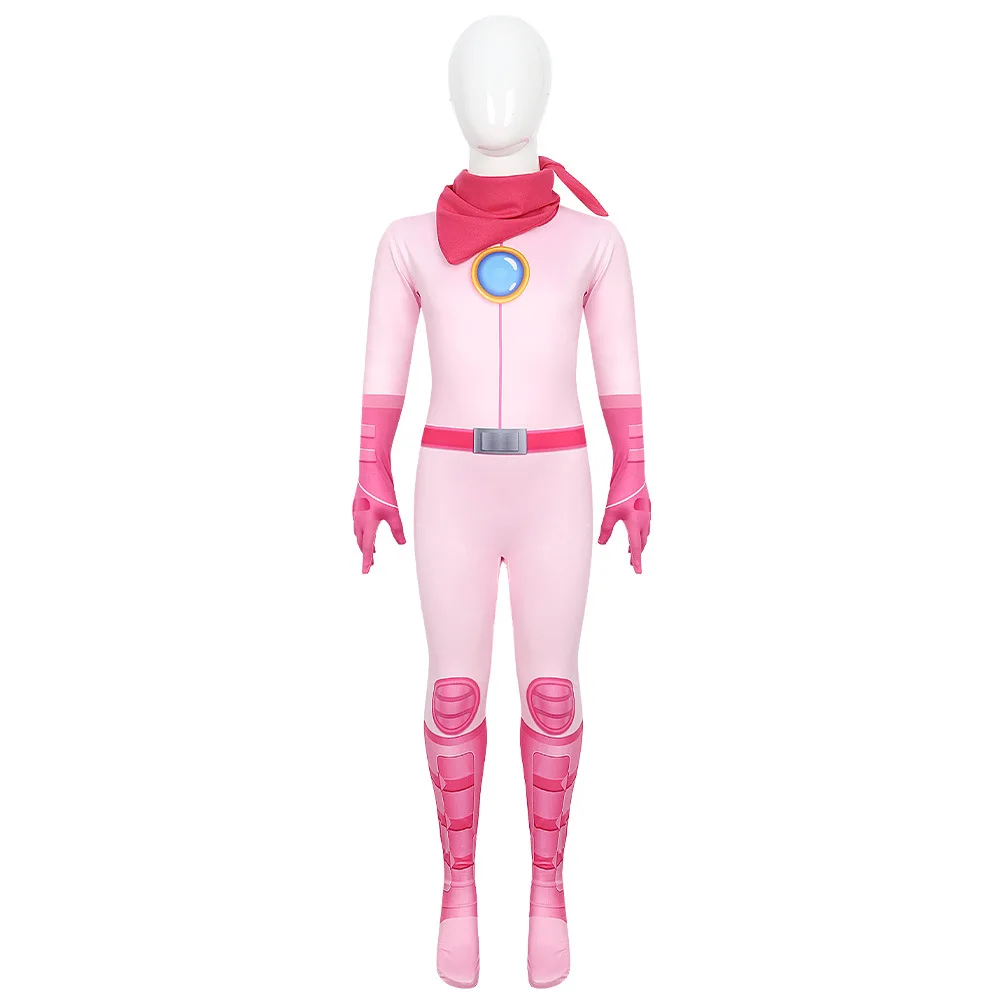 Princess Peach Costume Cosplay Jumpsuits For Girls Birthday Party Easter Carnival Performance Rompers Disguise Pink Clothing - Image 2