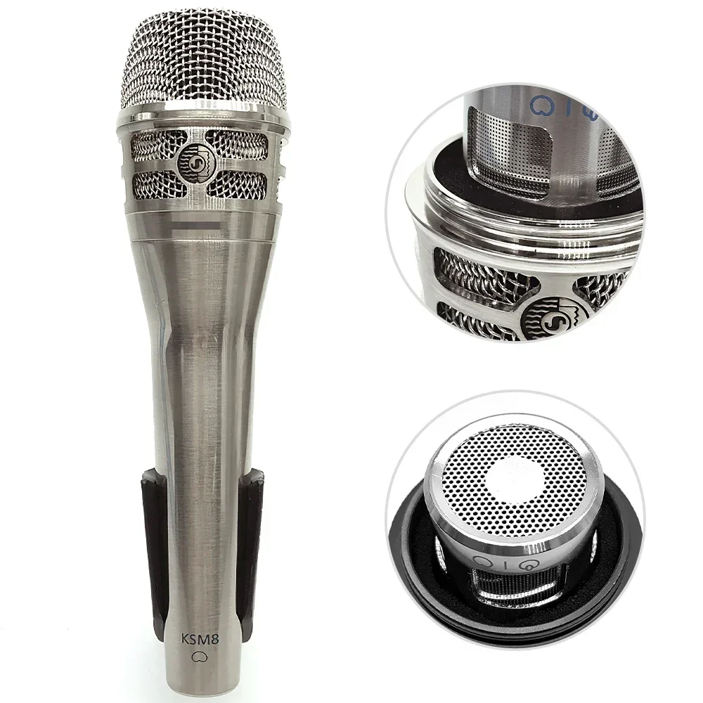 Professional Dynamic Handheld Microphone for SHURE KSM8 Karaoke Wired Microphone With Clip High Quality Stereo Studio Mic