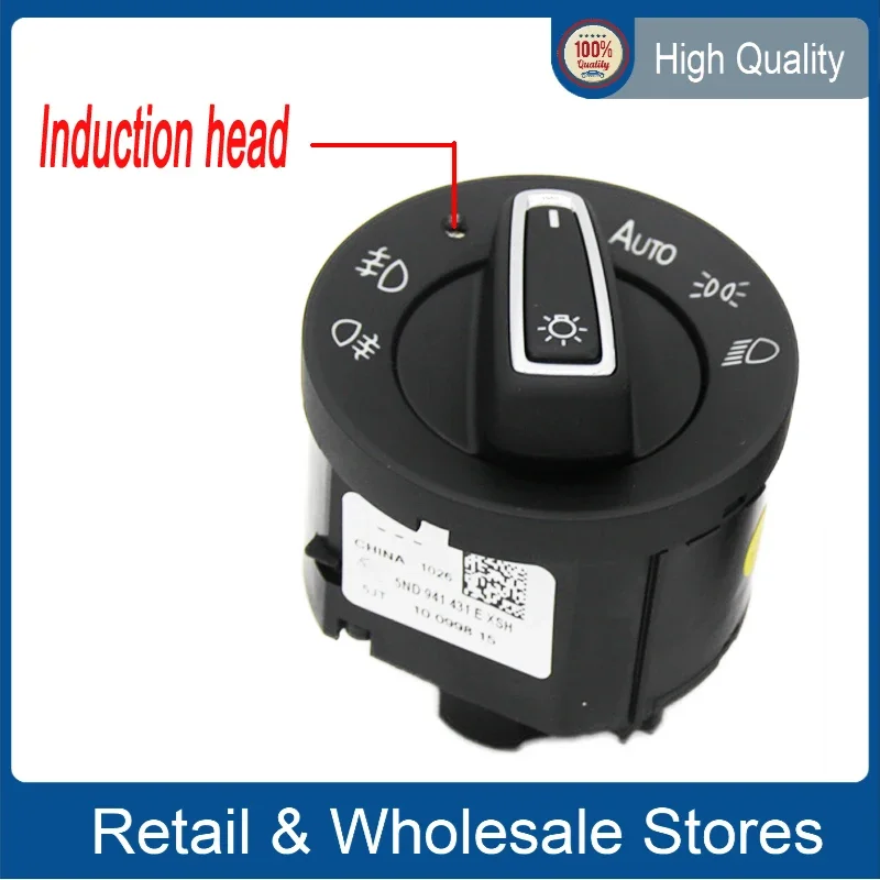 

5ND 941 431E 5ND 941 431 E Chrome Automatic Light Sensing Headlight Switch for Golf MK5 MK6 Passat B6 CC Touran Caddy Tiguan