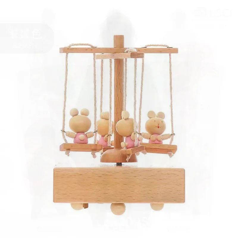 Creative Wooden Music Box for Girls - Modern Minimalist Beech Wood Carousel Music Box Ideal Valentine's Day Or Birthday Gift