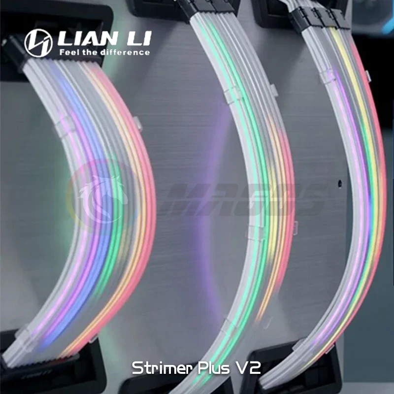 Imagem -06 - Lian li Strimer Plus v2 Rgb Psu Kit de Cabo de Extensão Gpu Atx 24pin Duplo Triplo 8pin Macio e Removível