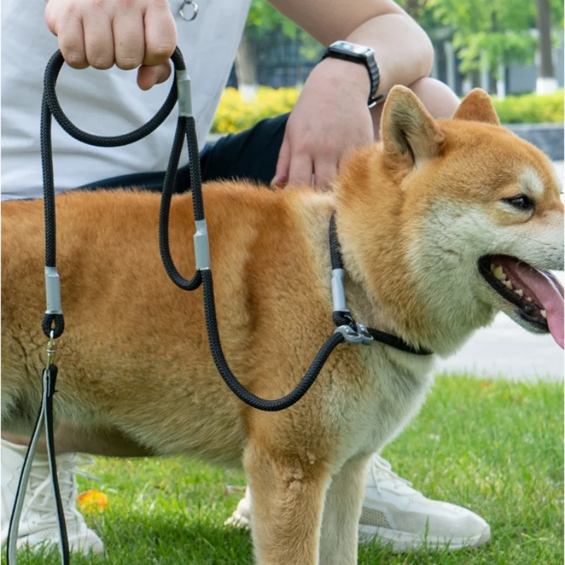 Dog P rope one piece lightweight outdoor walking pet leash adjustable Macaron colors durable dog traction rope dog slip leash