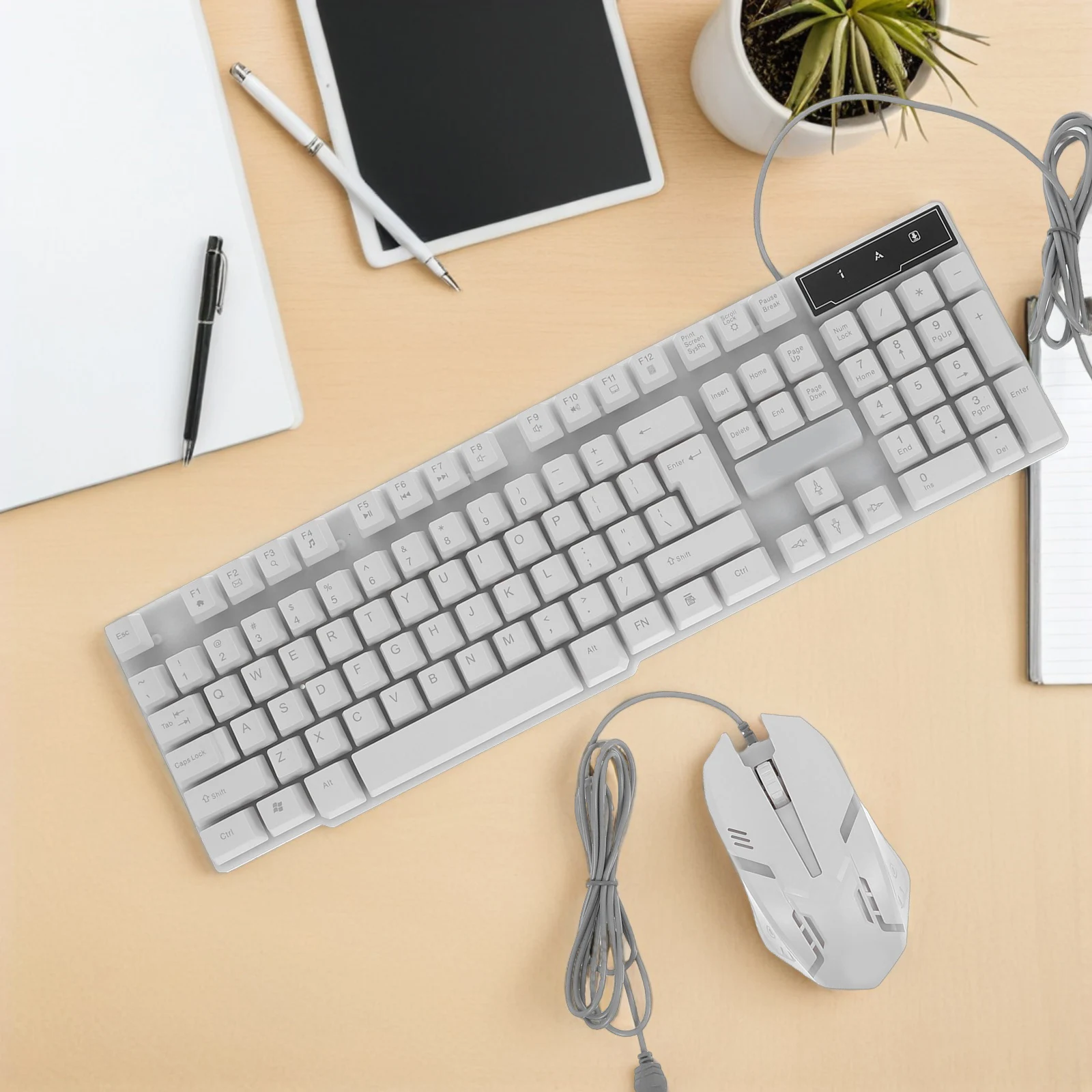 

Creative Backlit Keyboard USB Gaming Keyboard Computer Game Keyboard Gaming Accessories Supplies for Daily Use (White)