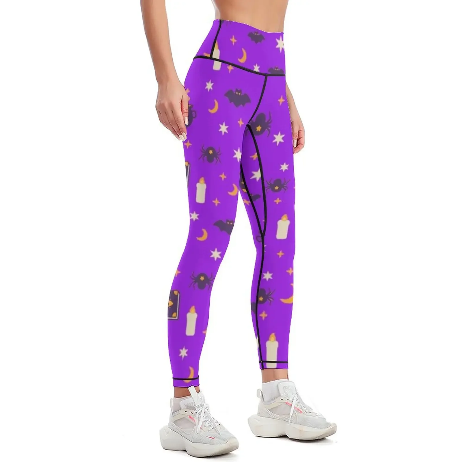 Halloween Witches Purple Pattern Leggings Legging sexy woman joggers for Sports pants for Women's gym Womens Leggings