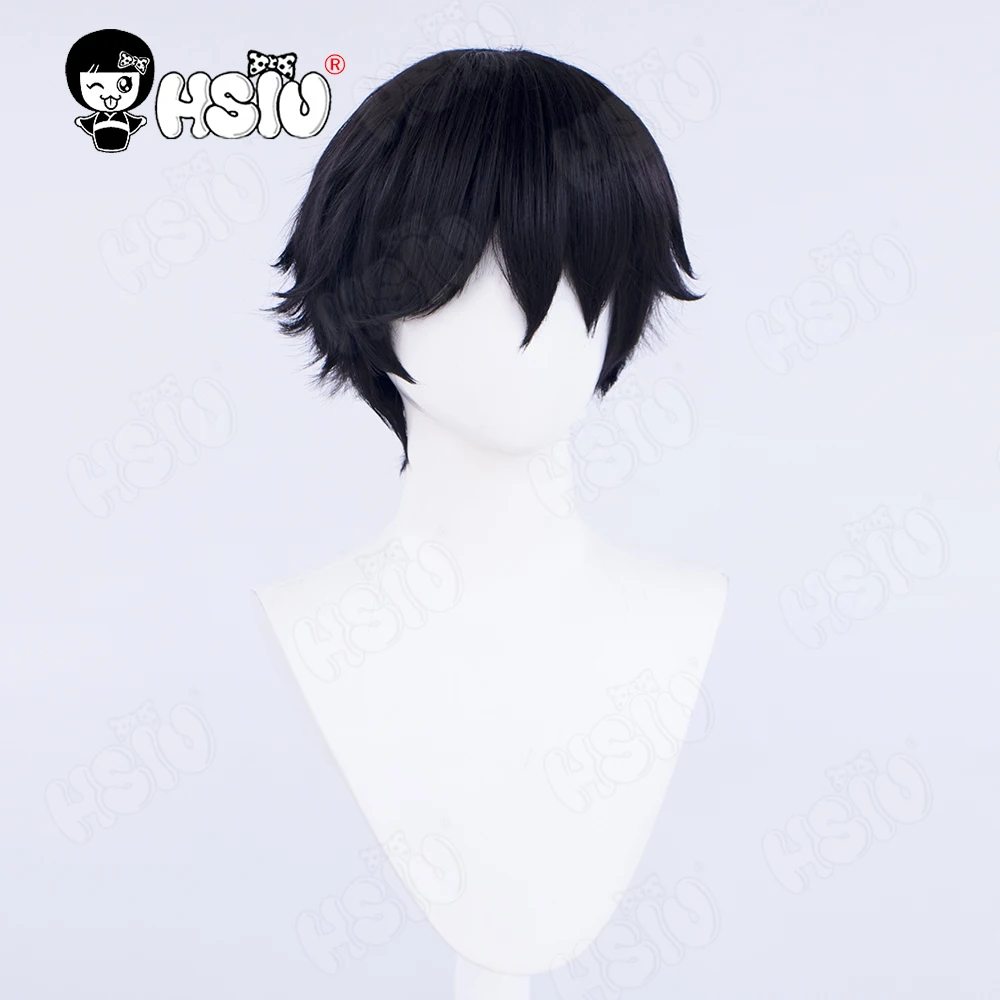 ISO شعر مستعار تأثيري الألياف شعر مستعار اصطناعي لعبة VALORANT شعر مستعار تأثيري 「HSIU 」 شعر أسود قصير + غطاء شعر مستعار شجاع iso تأثيري