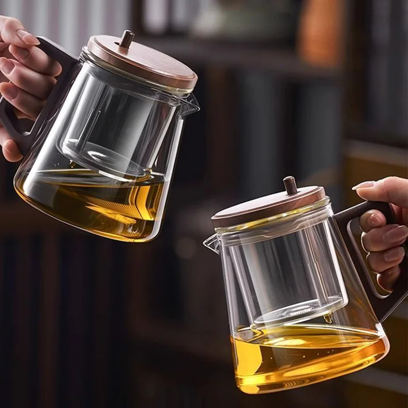 GIANXI Chinese Kung Fu Tea Set Teacup Walnut Put Elegant Cup Transparent Brewing Teapot Household Tea Water Separation Tea Cup