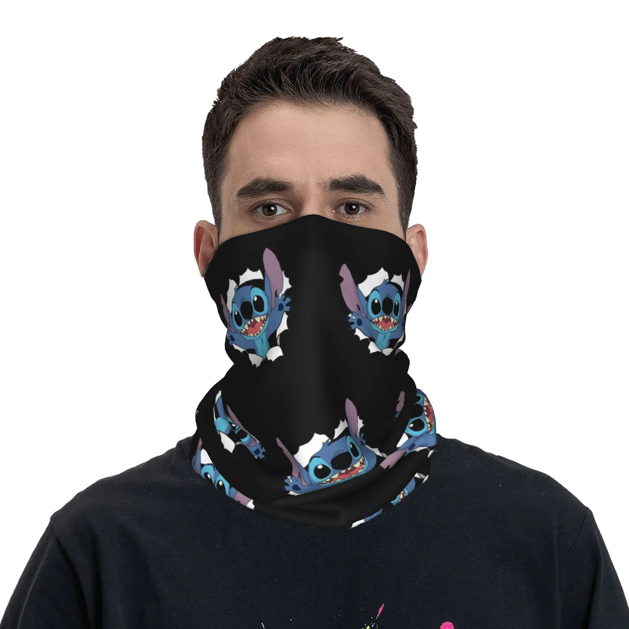 Custom Stitchs Angel Anime Cartoon Bandana Neck Warmer Men Women Winter Ski Hiking Scarf Gaiter  Face Cover