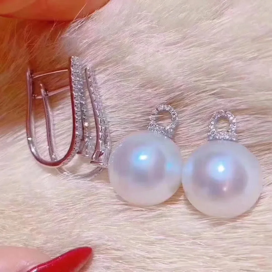 Beautiful Earrings Dual purpose Natural Pearl Ear Buckle Earrings AAAA11-12-13mm/925s Silver