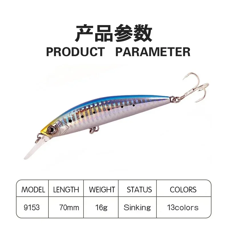 Minnow Lures Fishing Tackle Weight 16g 70mm Wobblers Trolling Bait for Perch Fish Sinking Hard Mino Baits Isca Artificial Lures