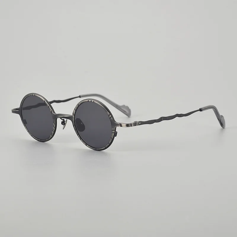 

Steampunk Metallic Style Retro Sunglasses Frames High Quality Mechanical Round Pure Titanium Vintage Eyeglasses Brown Lenses