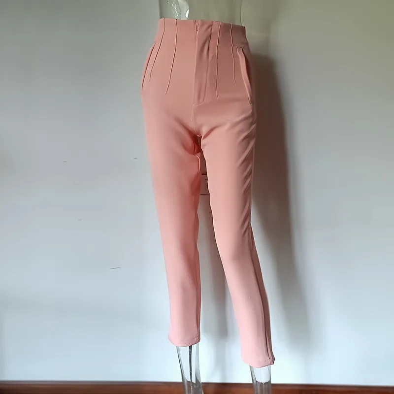 Neue Damen lässig solide plissierte schlanke Hose mit hoher Taille Temperament pendeln weibliche Mode Kleidung Frauen Anzug Hose