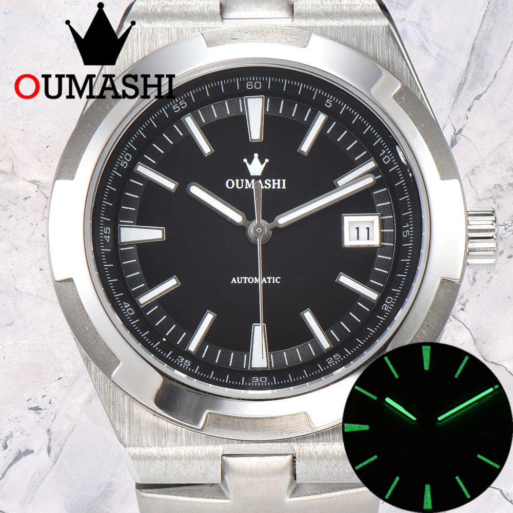 

OUMASHI Watch Miyota8215 Movement 41mm Men's Mechanical Watch with Green Luminous Stainless Steel Waterproof to 100m