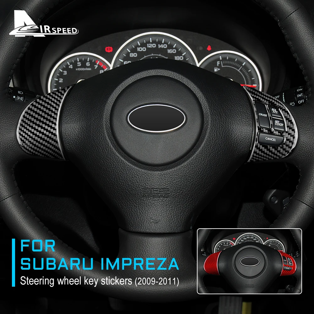 Real Soft Carbon Fiber  Sticker For Subaru Impreza 2009 2010 2011 Car Steering Wheel Key Button Interior Trim Accessories