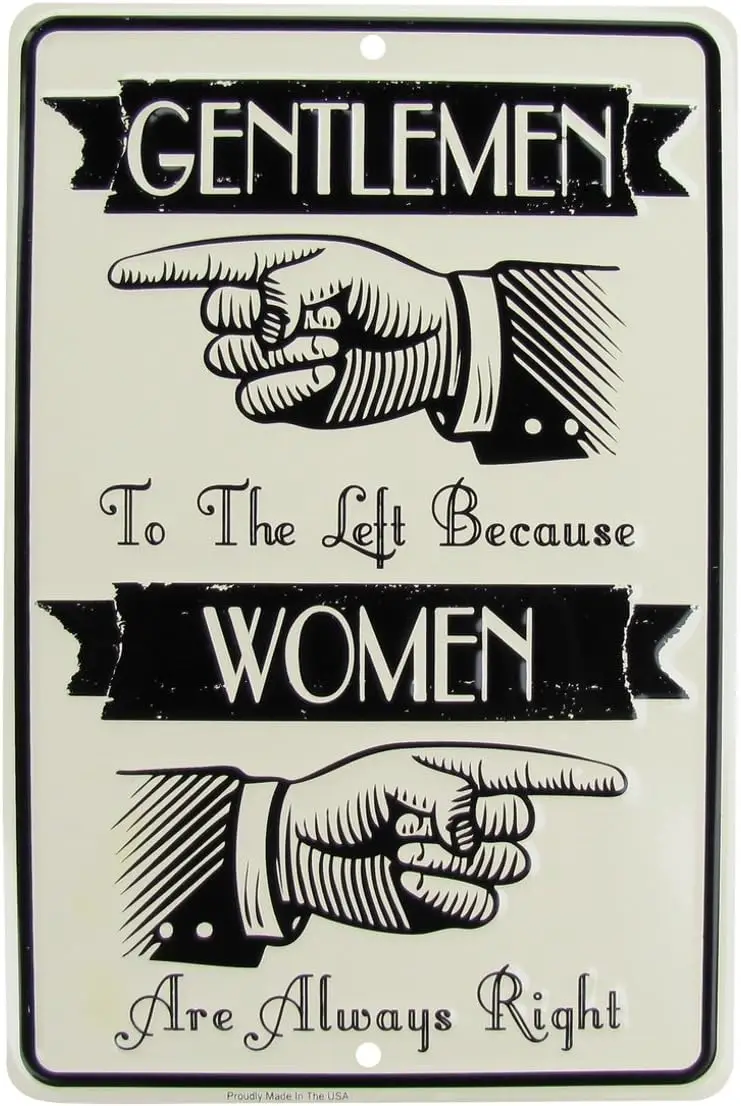 Treasure Gurus Men Left Women Always Right Funny Metal Restroom Sign Novelty Bathroom Wall Decor