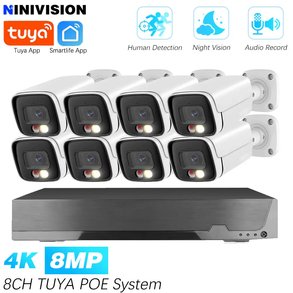 

Tuya Smartlife 4K 8CH POE Security IPC Camera System 8MP Night Vision CCTV Camera System AI P2P Video Surveillance 5MP Kit