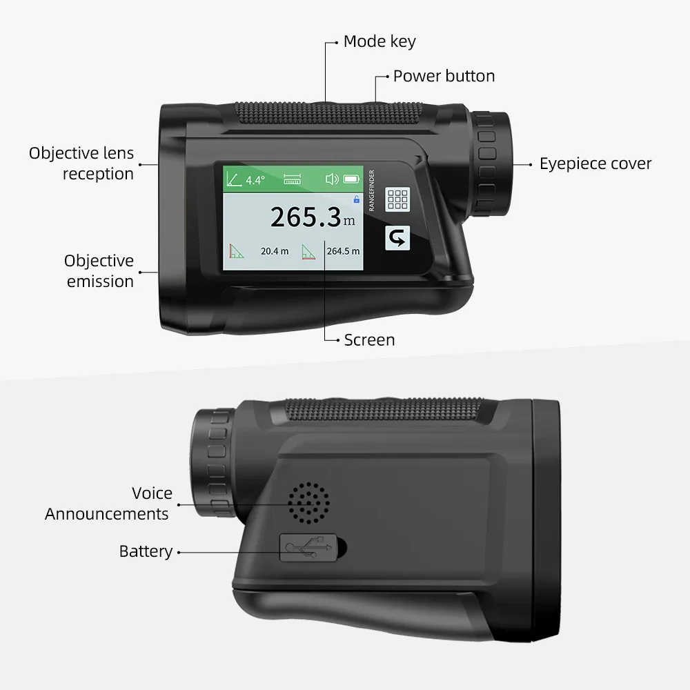 Golf Rangefinder with Slope and Pin Lock Vibration Rangefinders with Rechargeable Battery Laser Range Finder