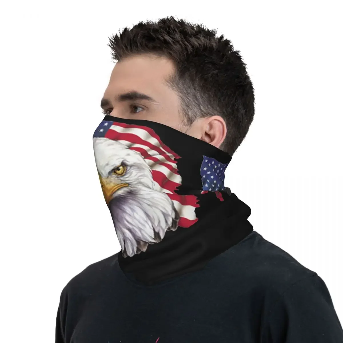 AMERICA EAGLE FLAG Bandana Neck Gaiter Printed Mask Scarf Warm Headwear Outdoor Sports For Men Women Adult Winter image 4
