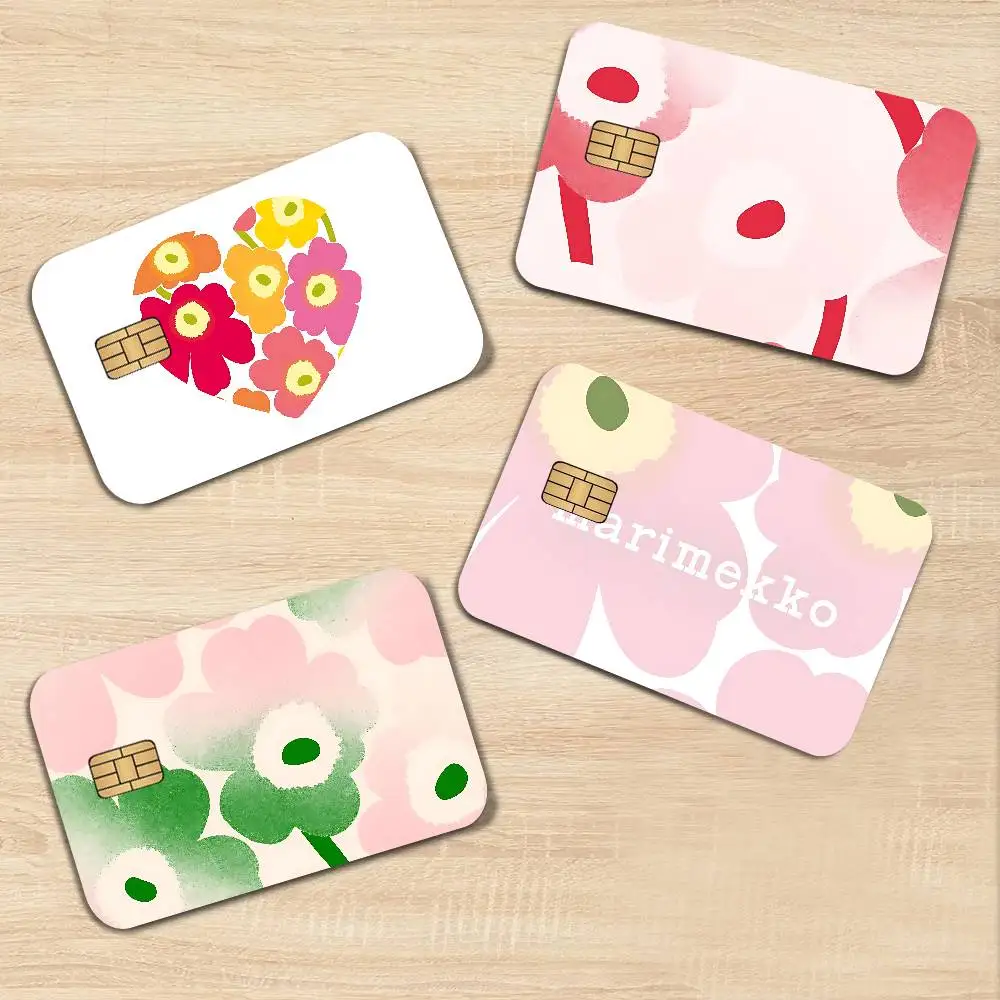 Funda Protectora Adhesiva Marimekko-U-Unikko con Diseño de Flores de Anime para Tarjetas de Débito y Crédito Pequeñas y Grandes, sin Chip, para la Parte Delantera