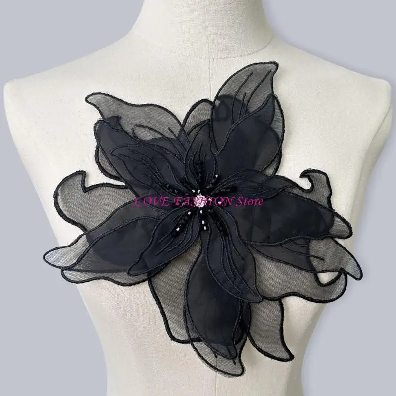 Flowers Patches Rhinestones Applique DIY Wedding Dress Sewing Accessories Y166