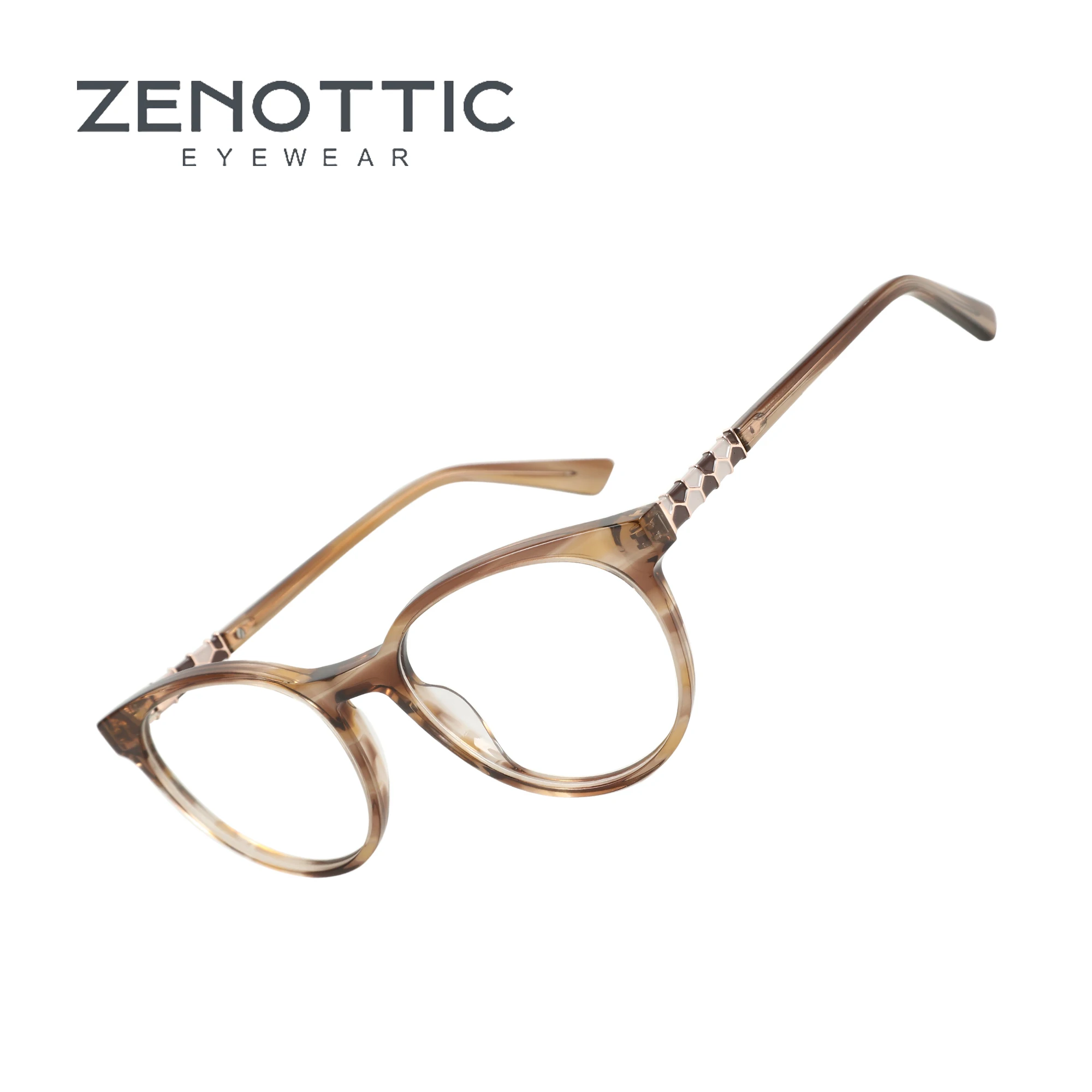 

ZENOTTIC Vintage Acetate Optical Frames Round No prescription Women's Eyeglasses