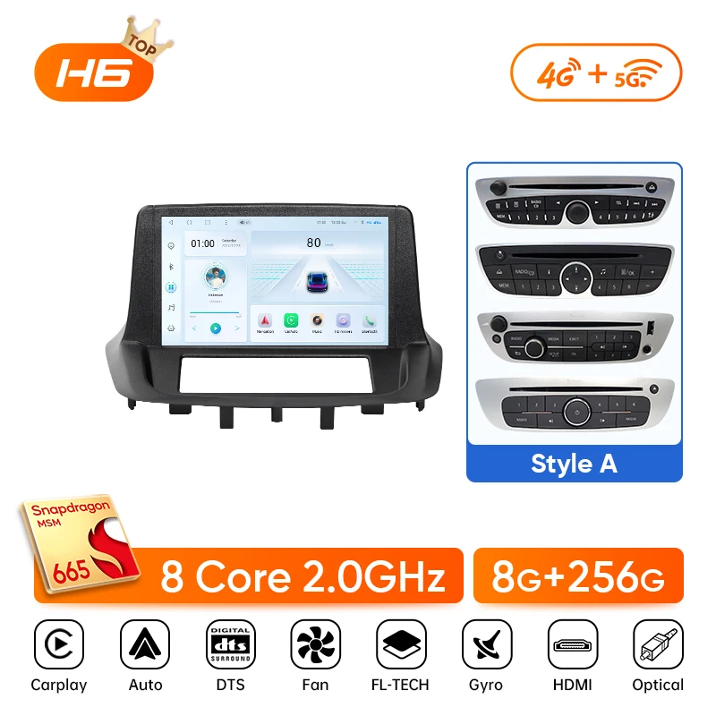 Ainavi autoradio multimediasysteem voor Renault Megane 3 RS Fluence Samsung SM3 2008 2010 2014 Android Auto draadloze Carplay DSP 4G