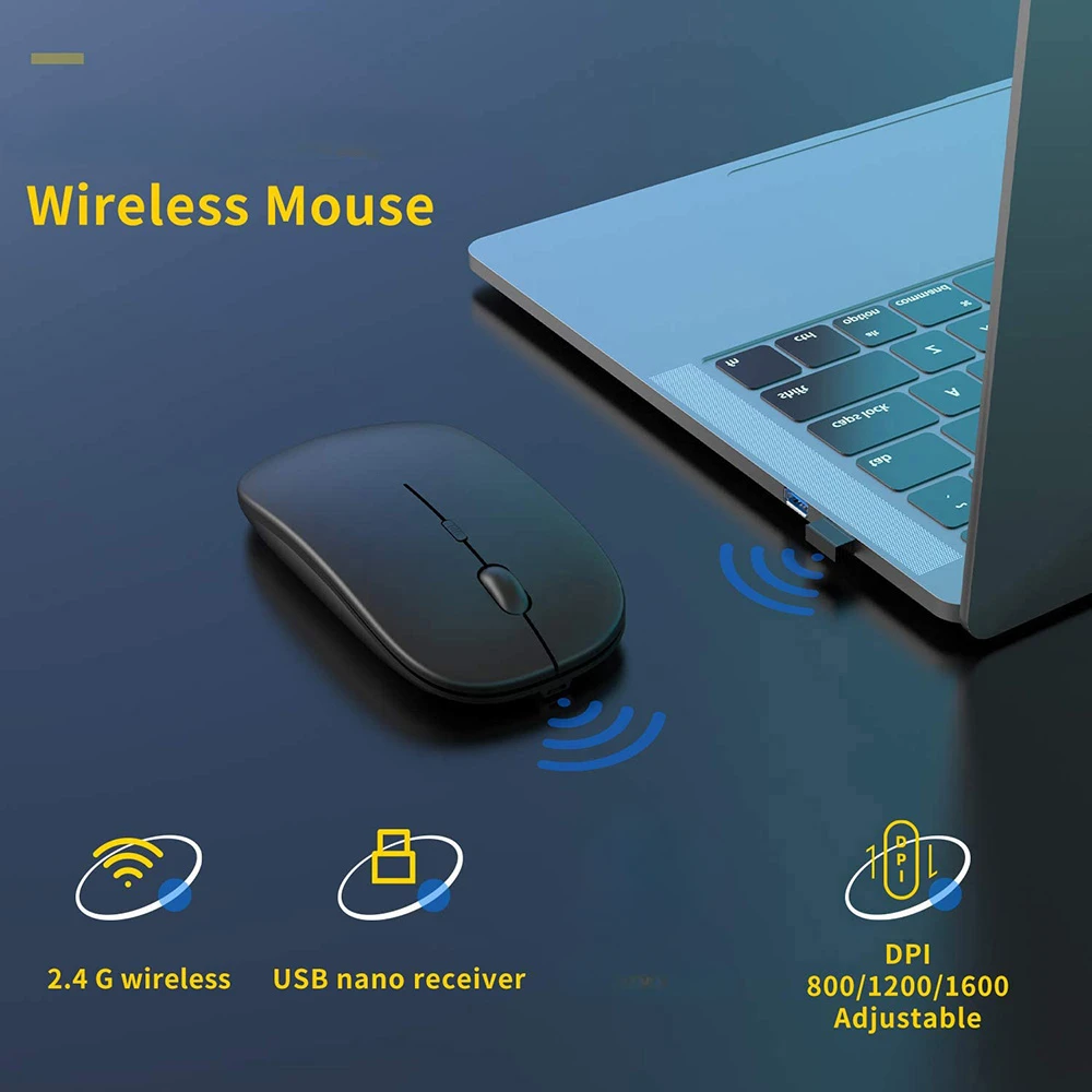 Mouse Gamer Wireless Mouse for Notebook Laptop Computer PC,Slim Mini Noiseless Ergonomic Mause 2.4G USB Gaming Mice