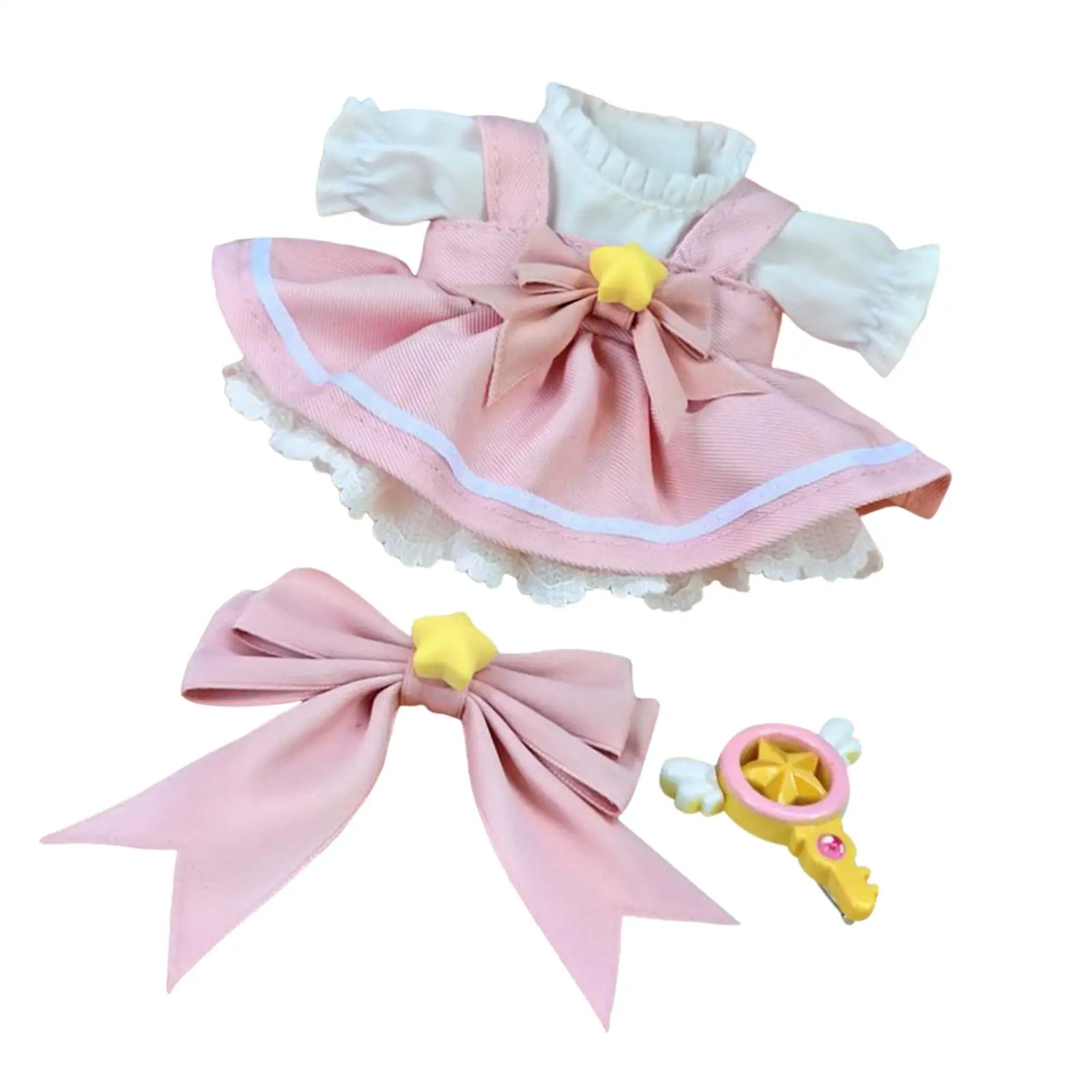 4 Pieces Fashion Dolls Dress Suit with Bow Tie for 17cm Girls Dolls, Boys Dolls Children's Gifts