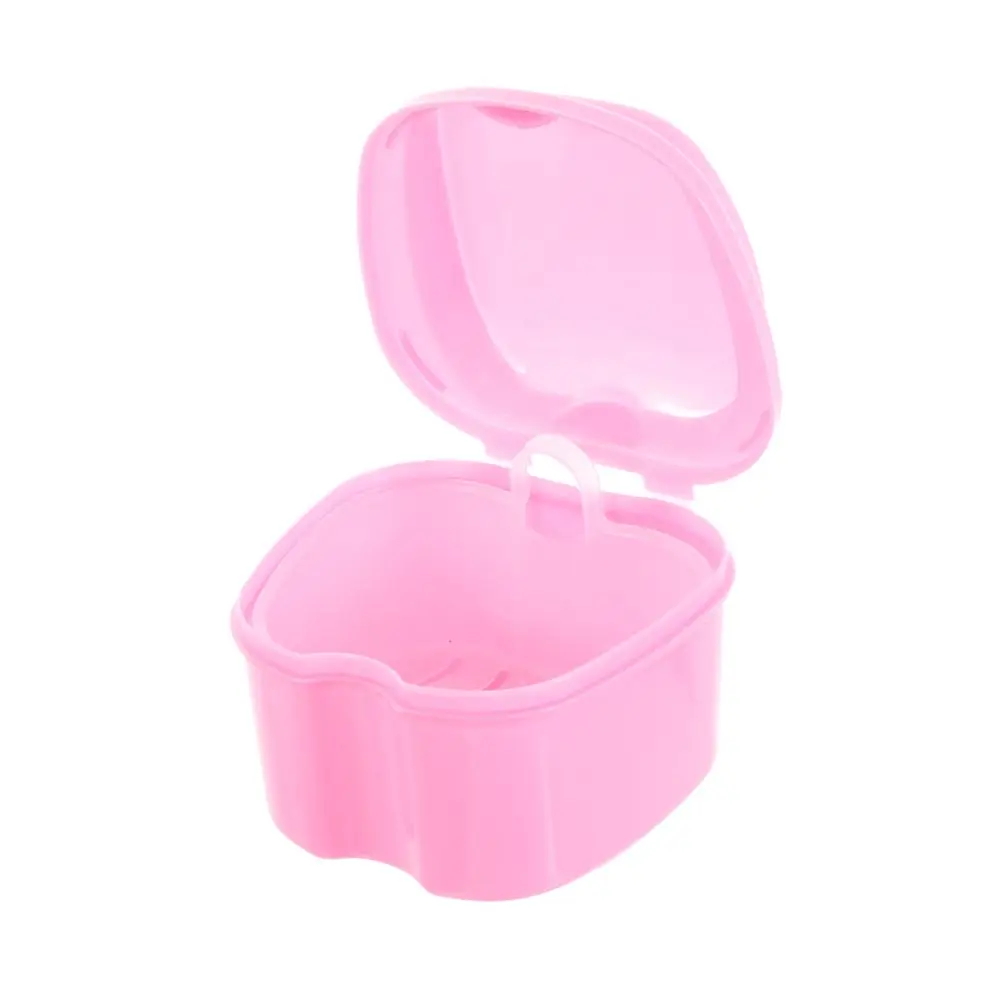 Denture Bath Box Case Dental False Teeth Storage Box with Hanging Net Container Plastic Artificial Tooth Organizer Teeth Care