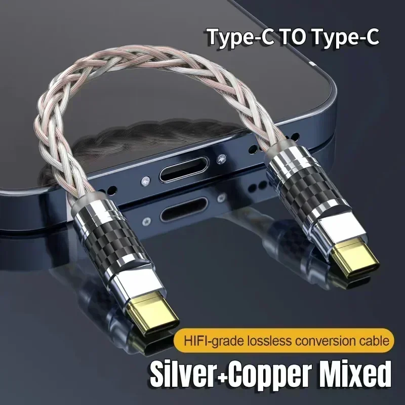 OTG Type C Micro USB Headphone Audio Cables Hifi Adapter 4N Pure Silver Wire Amplifier Sound Card USB C Data Cable Converters