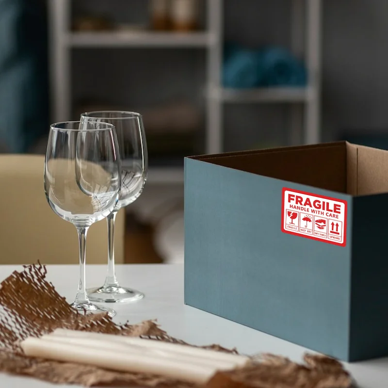 SINMARK 500/1000pcs Fragile Warning Label Stickers Please Handle with Care for Goods Shipping Express Label Fast Drop Shipping