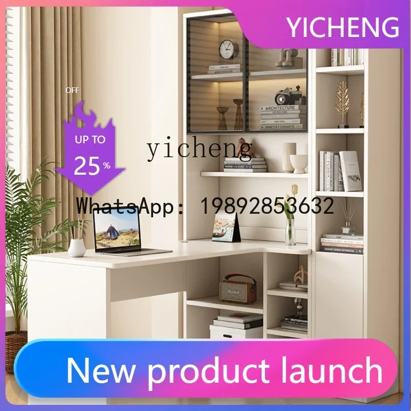 

Solid Wood Desk Bookcase Integrated Corner Desk Computer Home Desk