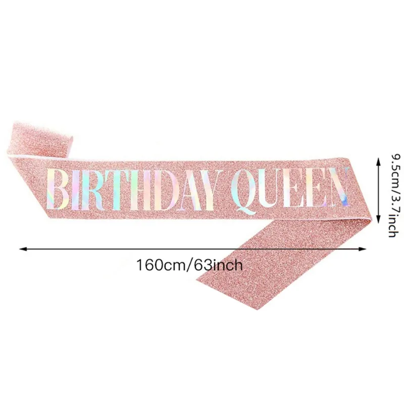 1Pc Glitter Ceremony Belt Birthday Queen Party Strap Birthday Girl Glitter Ribbon Birthday Party Supplies Glitter Accessories