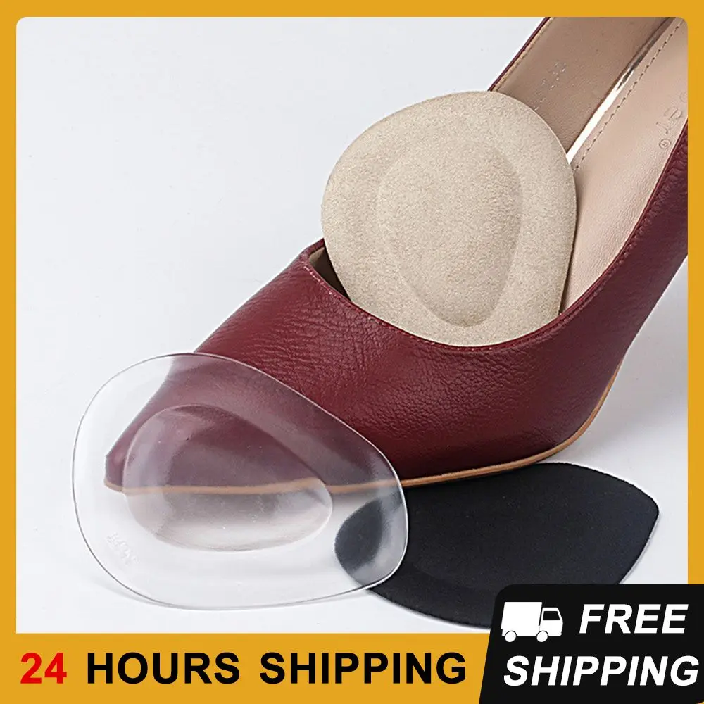 Soft Foam Half-size Pad Imitation Leather Velvet Forefoot Pad Shoe Accessories Anti-heel Foot Pad Transparent Wear Foot Heel Pad