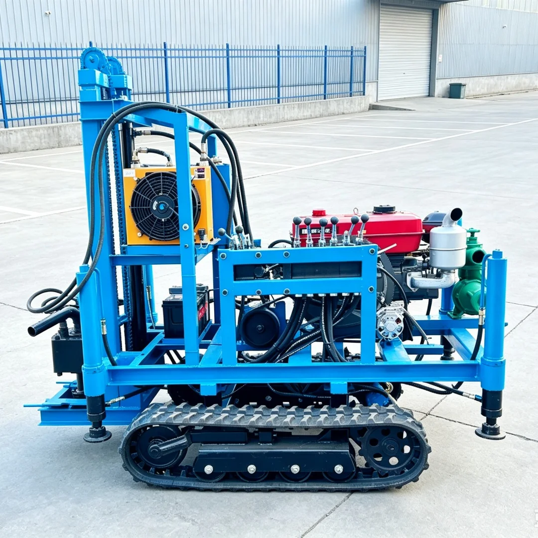 Customized Crawler‑mounted Hydraulic Water Well Drilling Rig, Small Diesel Export Civil‑use Water Intake Drilling Machine