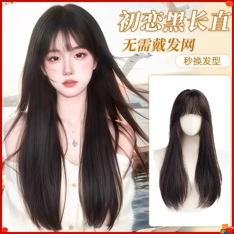 Synthetic Long Wig for Women Full Head Lightweight Topper Bangs Comfortable No Net Needed Natural Look Cosplay Daily Party Use