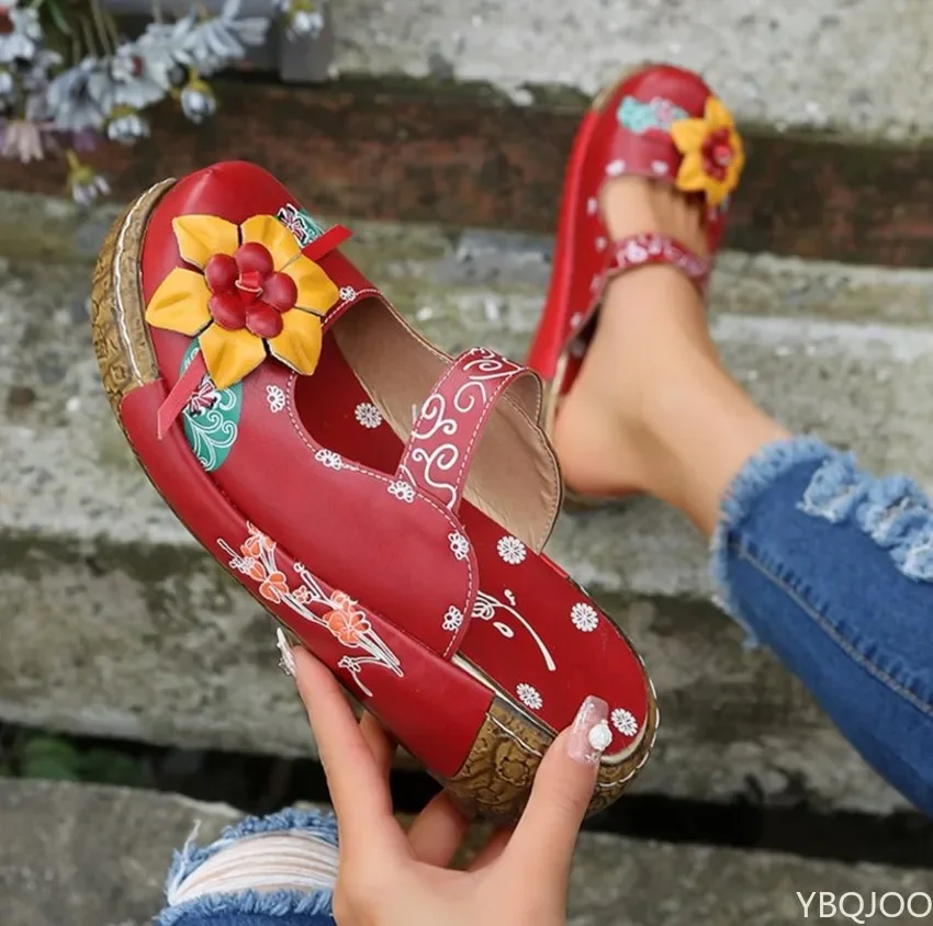 Women Summer Shoes 2022 New Comfort Roman Platform Sandals Women Flower Non-slip Plus Size Baotou Wedge Ladies Slippers