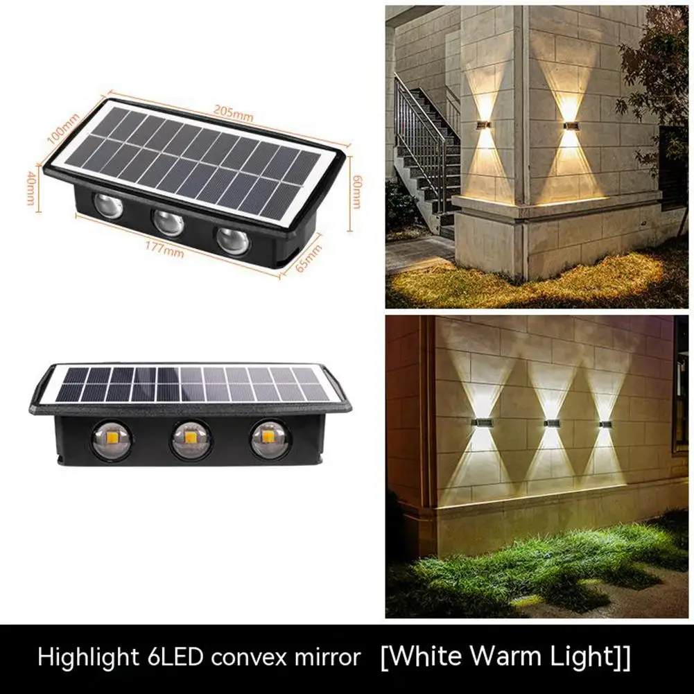 LED Solar Wall Light Outdoor IP65 Waterproof Auto ON/Off Garden Step Stair Decor Lights RGB Warm White Up And Down Lighting