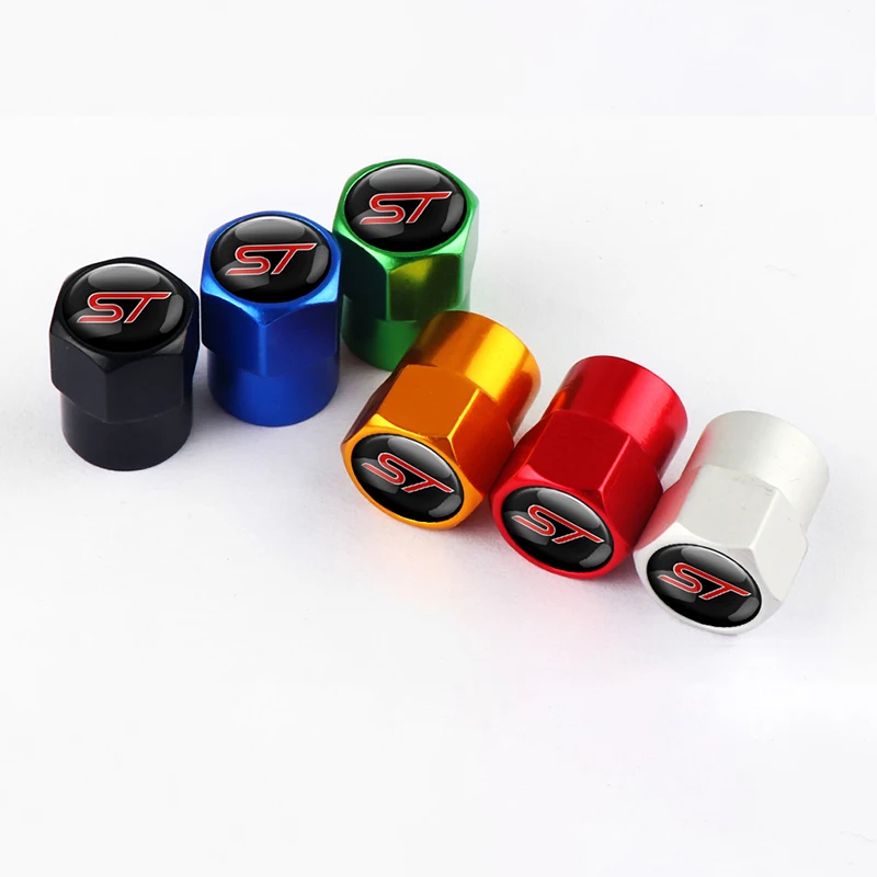 4PCS ST Sticker Car Wheel Tire Valve Stem Caps Airtight Cover For ST Ford Focus Emblem Auto ST Line Focus X 2 3 Mondeo Tyre