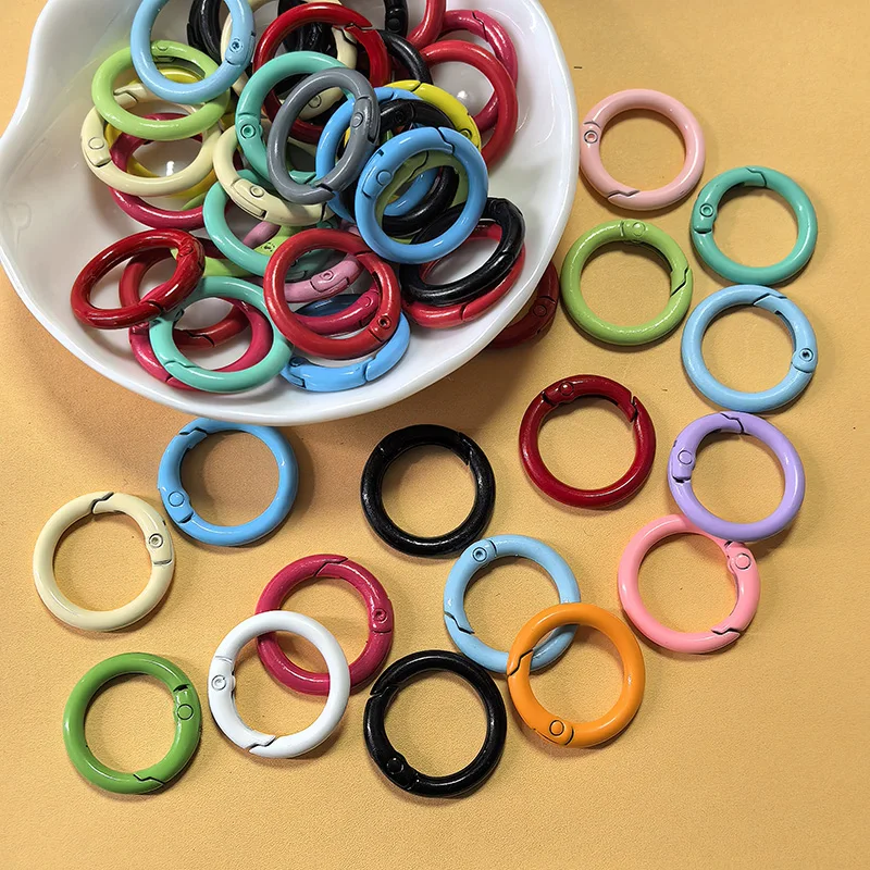 10/30Pcs Circle O Shape Spring Ring Openable Round Keychain Base Connector Buckle Clasps DIY Jewelry Accessory Findings