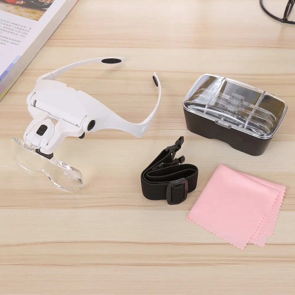 Magnifying Glasses Reading Illuminated Magnifier 1.0X 1.5X 2.0X 2.5X 3.5X 2 Lights Adjustable Head Illuminated Loupe Magnifier